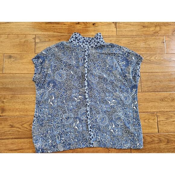 Habitat Blooming Vines Easy Shirt BlousebBlue Size S Floral Bohemian - Picture 10 of 10